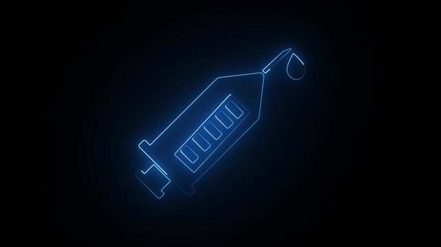 Drugs, injection syringe icon animation on a black background.