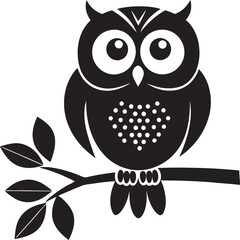 Obraz premium Elegant Owl Perched on Branch - Unique Monochrome Artwork