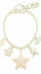 Elegant cream star charm bracelet on white background; ideal for online jewelry store