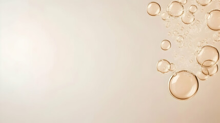 Sparkling Beige Bubbles Background, Abstract Skincare Texture, Beauty Product, Cosmetic Ad