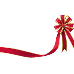 Red Gold Ribbon Bow Isolated on Black Background