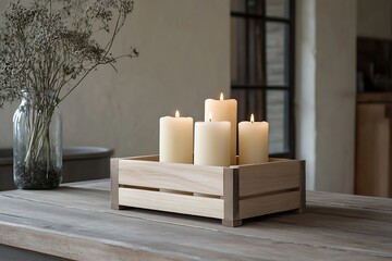 Wooden Crate Candle Display - Simple Home Decor