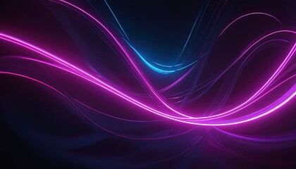Fototapeta premium Neon Wave: A vibrant dance of electric violet and cyan lines across a dark canvas, embodying energy and dynamic flow.