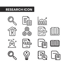 Research Icons Set, Outline Science, Data, and Analysis Symbols for Digital Use