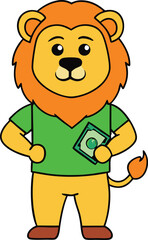 A powerful lion holding a dollar in its paw, symbolizing strength, wealth, and prosperity, combining the majesty of the king of the jungle with financial power.