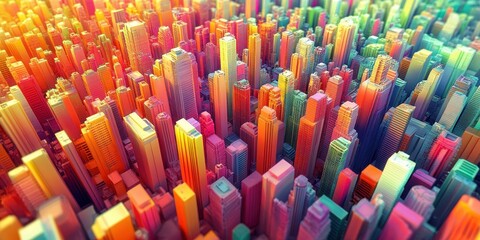 Obraz premium A colorful and vibrant abstract illustration of many buildings