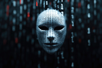 Anonymity concealment utilizing abstract mask in a digital vortex of numbers virtual environment conceptual visualization