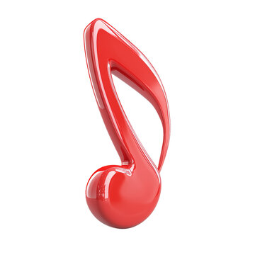 3d red music note