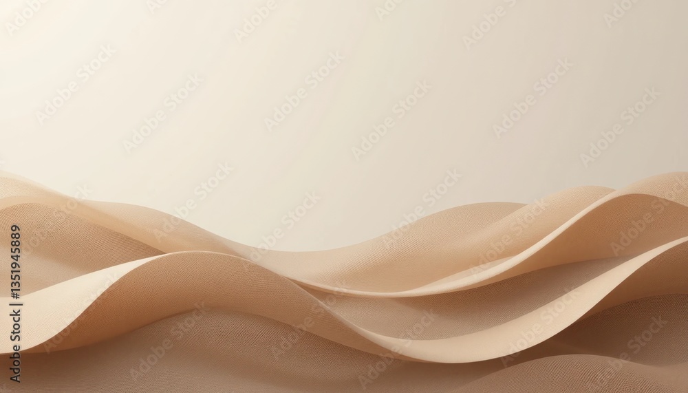 Aufkleber flowing abstract waves minimalist design digital art soft tones elegant presentation visual serenity