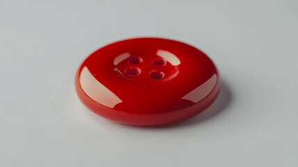 close up red button bead isolated on grey background.