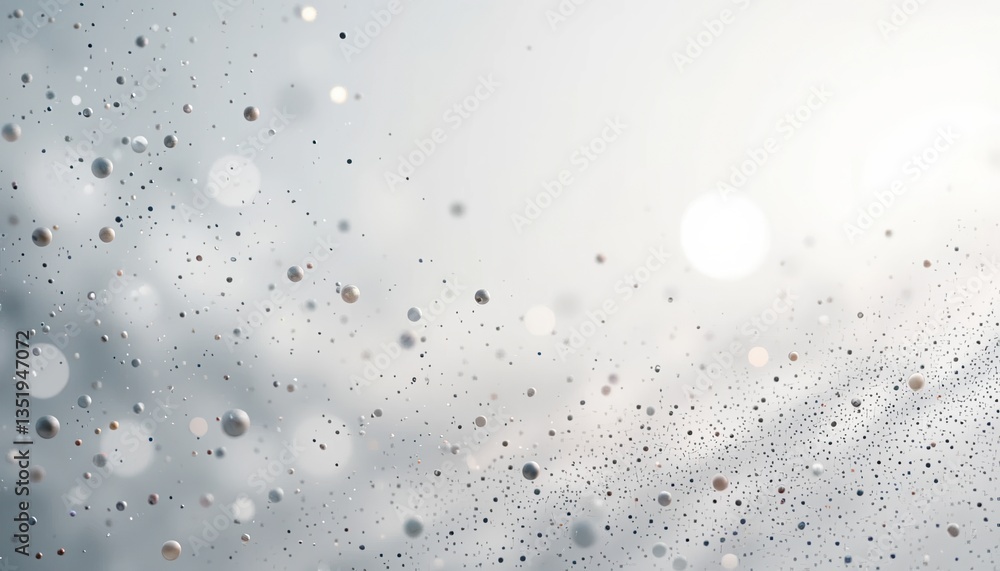 Poster floating droplets in soft natural light abstract scene ethereal environment atmospheric perspective 
