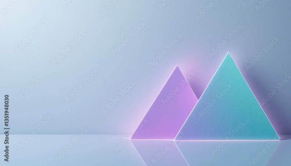 Poster creative digital design of neon triangular shapes modern studio graphic art minimalist environment c