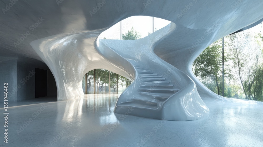 Poster fluid forms create dynamic spaces