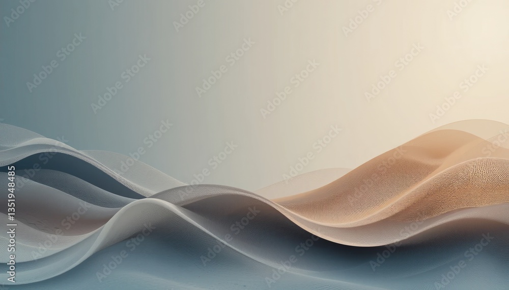 Poster flowing waves abstract design digital art calm environment soft color palette modern viewpoint visua