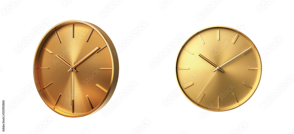 Aufkleber elegant gold clocks with minimalist design and precise time display bright shiny surface