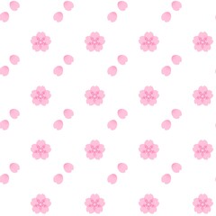 Obraz premium 桜の花の背景素材 シームレスパターン 白 ピンク