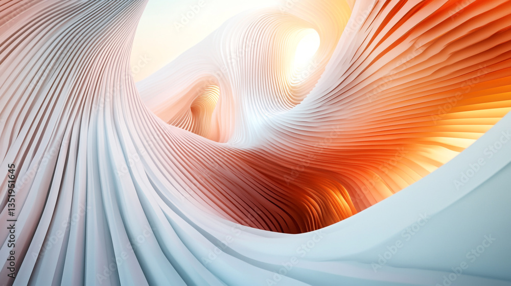 Aufkleber abstract curved lines with orange and white gradient and light shining through the openings