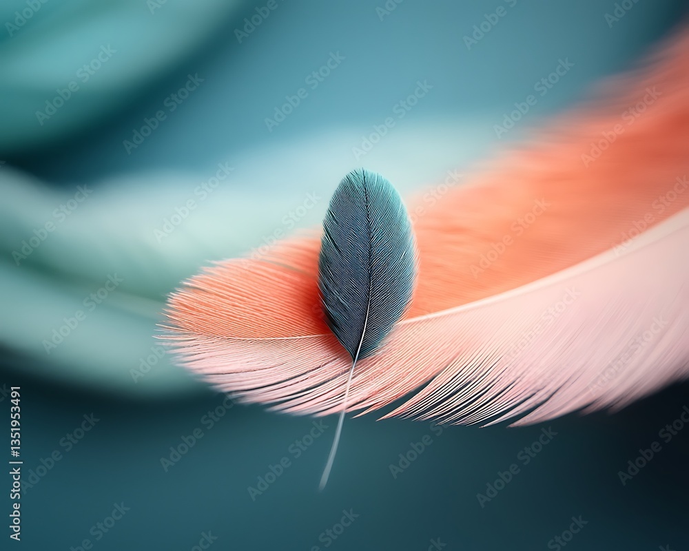 Poster delicate feather with soft colors