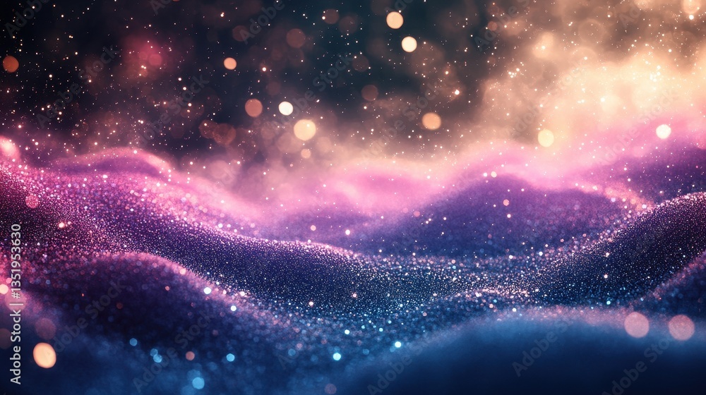 Poster abstract image depicting glittering particles and soft gradient colors