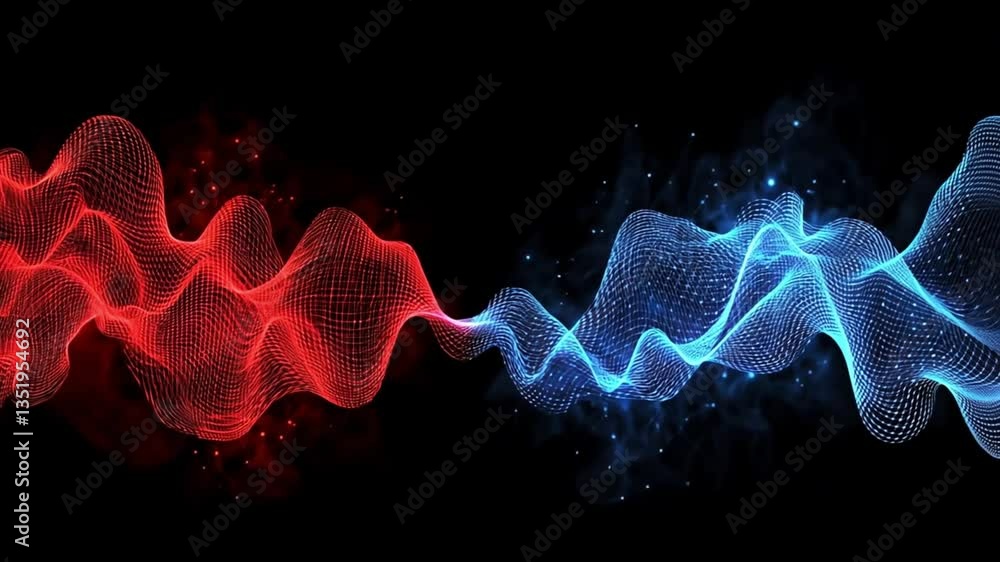 Aufkleber abstract wave pattern in red and blue on a dark background
