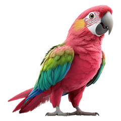 Obraz premium Colorful Macaw Parrot with Bright Plumage Perched on a Branch Against White Background