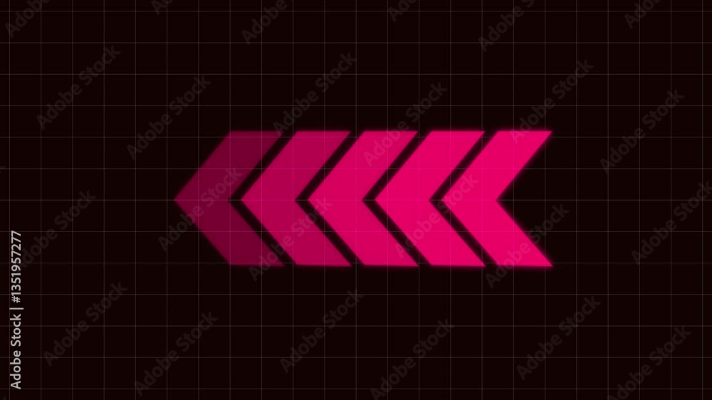 Poster left direction arrow loading animation. animated yellow left arrow on black background. left moving 
