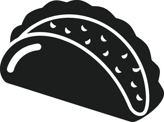Taco Vector Icon - Black Silhouette of Mexican Food