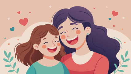 Mother and daughter illustration cartoon vector image family love and happiness art. Happy Mothers Day illustration..