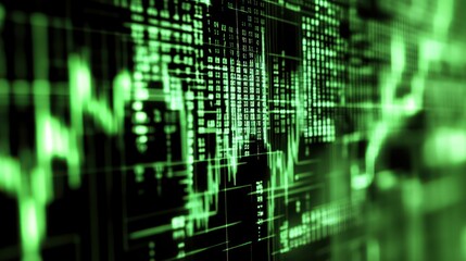 Fototapeta premium Abstract green digital data visualization with graphs and charts