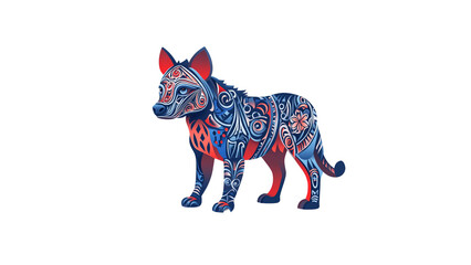 Ornate Hyena Blue and Red Tribal Design