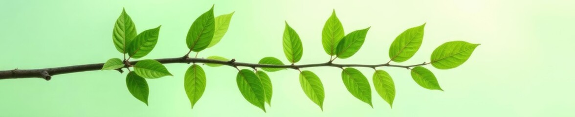 Single large branch with small leaves isolated, wood, plant, leafy
