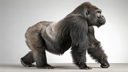 Fototapeta premium Gorilla in full view on studio background