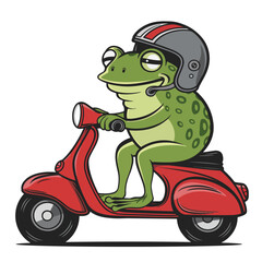 Frog driveing a scooter vector illustration of a cartoon clipart