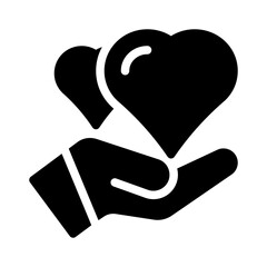 heart hand glyph icon