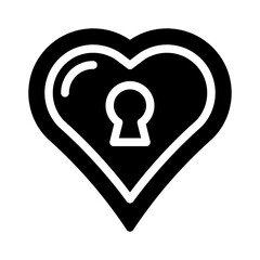 heart lock glyph icon