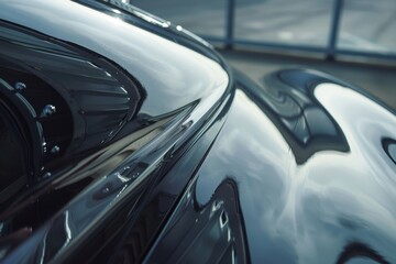 Sleek and shiny reflective surface of a modern car.