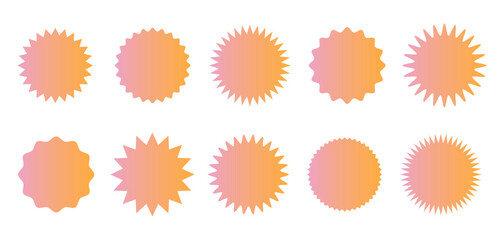 Star gradient round sticker tag icon shape set