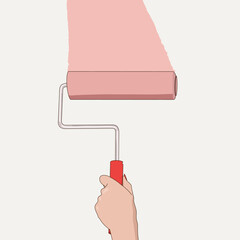 Woman Hand Holding Paint Roller Illustration