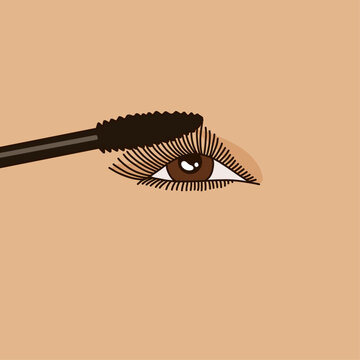 Hand Applying Mascara Illustration