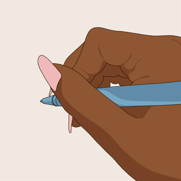 Isolated Black Woman's Hand Writing with a Pen Vector Illustration