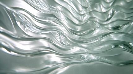 Fototapeta premium Abstract glassy material flowing in a wave like pattern