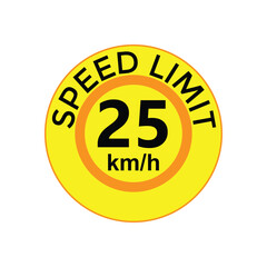 Speed limit 25 kmh Sticker  vector art illustration work