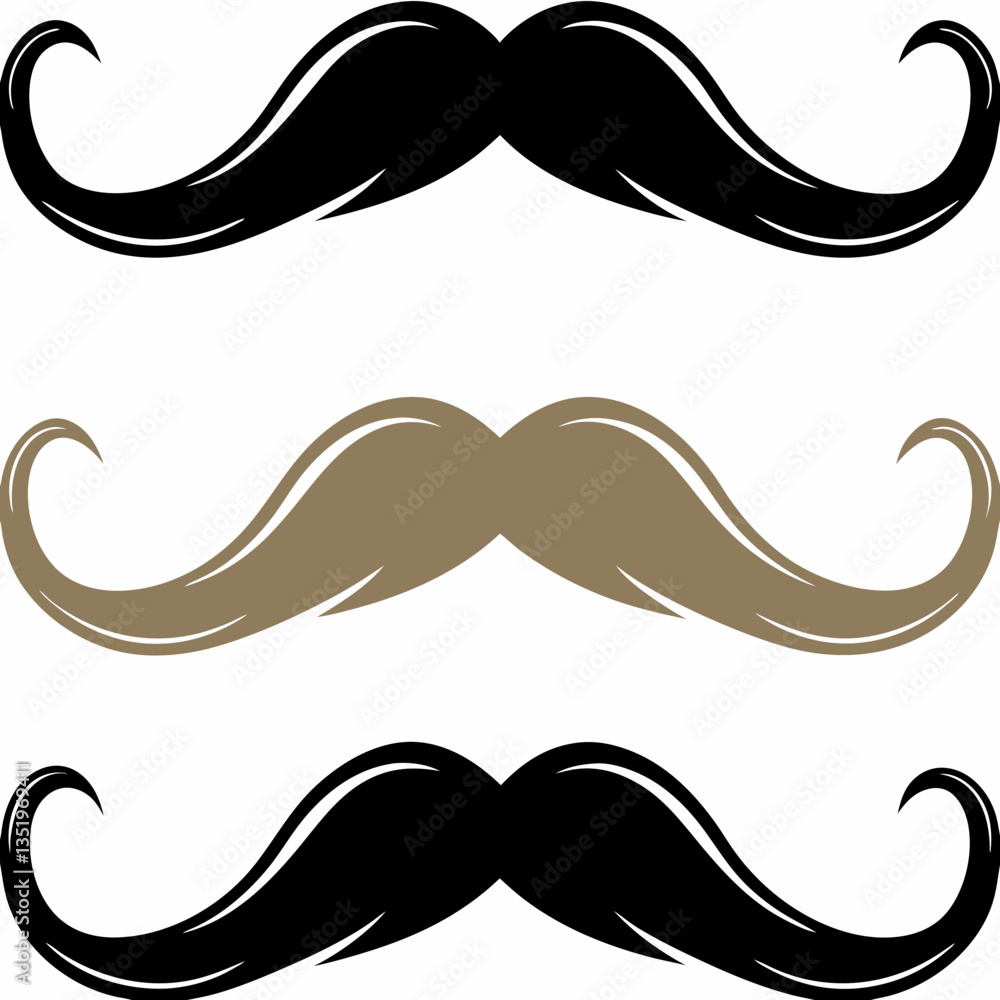 Aufkleber three dashing handlebar mustaches in black and brown, a stylish collection perfect for adding a touc