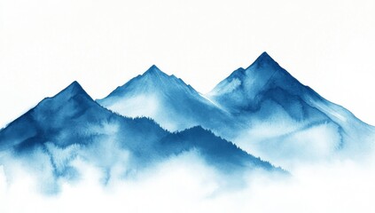 Blue misty mountainscape, serene landscape, nature design