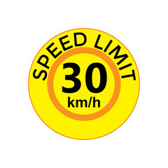 Speed limit 30 kmh Sticker  vector art illustration work