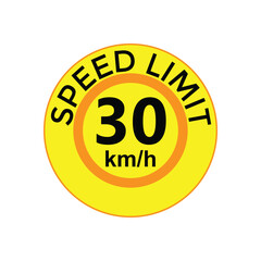 Speed limit 30 kmh Sticker  vector art illustration work