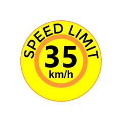 Speed limit 35 kmh Sticker  vector art illustration work