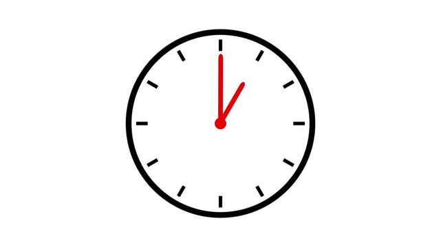 シンプルな時計の時間経過アニメーション（12時間）