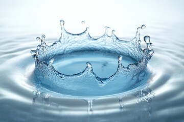 Hyper-realistic water splash circular ring on white background