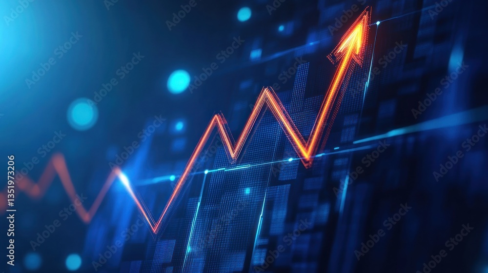 Aufkleber abstract financial growth chart with glowing elements and data